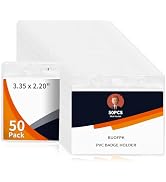 50PCS Badge Holder, Clear id Badge Holder, Horizontal Badge Holder with Resealable Zip, Bulk Plas...