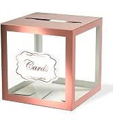 WNINK Rose Gold Clear Window Cards Box, Cards Receiving Box For Birthday, Wedding, Bridal or Baby...