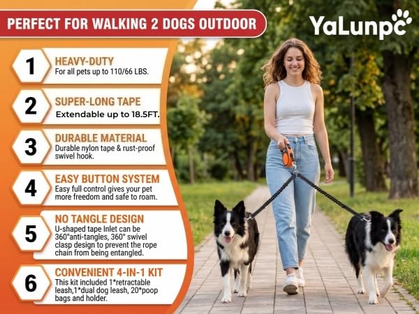 dog leash for 2 dogs