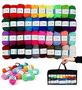 Inscraft 40 Pcs Crochet Yarn Kit, 1600 Yards 40 Colors Acrylic Yarn Skeins, Yarn for Crocheting &...