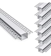 hunhun 6-Pack 6.6ft/2Meter Plaster-in LED Channel, Trimless recessed Aluminum Channel with Double...
