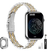 QUNDAXI Slim Watch Band Compatible with Apple Watch 41mm 45mm 42mm 44mm 40mm 38mm Metal stainless...