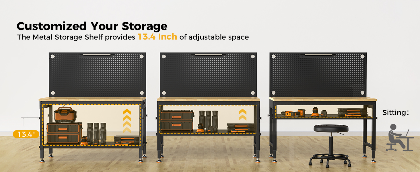the Adjustable Metal Storage Shelf under Tabletop