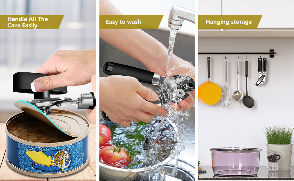 OUTWAY Can Opener, Professional 3-In-1 Multifunctional Manual Can Openers Bottle Opener