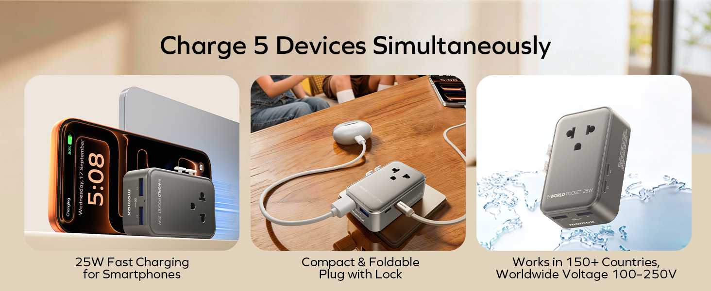 MOMAX 1-World Pocket Universal Travel Adapter