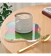 Leadiy Acrylic Coaster Decorative Plates, Irregular Bar Drink Coaster, Clear Cloud Shape Coffee C...