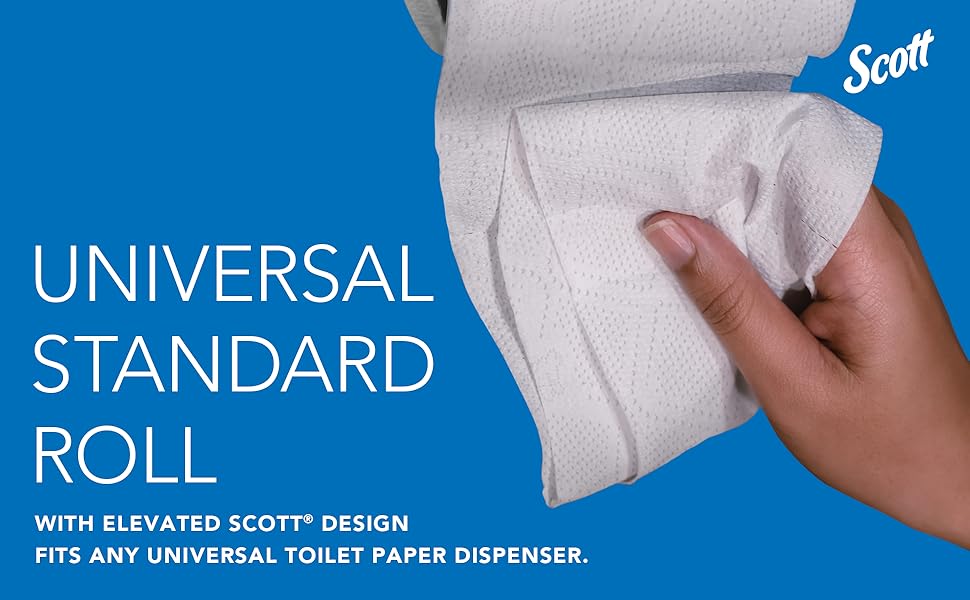 Universal Standard Roll with Elevated Scott Design - Fits any Universal Toilet Paper Dispenser.