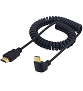 Multiple views of a black coiled HDMI cable showing various angles of the connector and cable, with gold-plated HDMI tips visible.