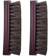 Ponward 2 Pcs Horsehair Shoe Brush, Shoes Cleaning Polish Brush with Wooden Concaved Handle Soft ...
