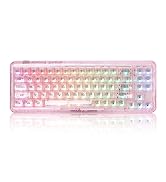 YUNZII X71 Wireless Hot Swappable Transparent Mechanical Keyboard with Clear Keycaps, 68% Layout,...