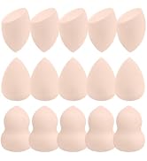 15 Pcs Beige Makeup Sponge Set, Soft Latex-Free for Flawless Blending | Reusable & washable, work...
