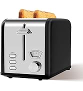 Simple Deluxe 1.5'' Wide Slot 2-Slice Toaster, 5 Browning Setting and 3 Function, Retro Stainless...