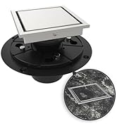 WEBANG 4 Inch Shower Square Drain Brushed Floor Drain with Flange Reversible 2-in-1 Cover Tile In...