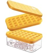 Brigii Ice Cube Tray with Lid&Bin, Ice Cube Mold with 56 Cubes, Stackable Ice Trays for Freezer w...