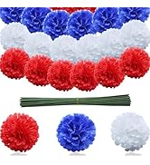 60 Pcs Red White and Blue Flowers with 9.8" Stems, Patriotic Flowers Decor, 4th of July Flower Ar...