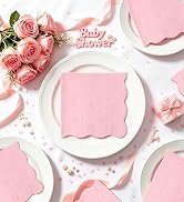 Light Pink Scalloped Cocktail Napkins Disposable Embossed Pacifier pink Baby Shower Napkins for Girl