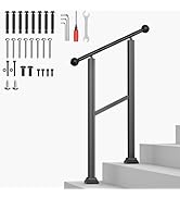 Hand Rails for Outdoor Steps, Heavy Duty 2 Steps Handrails Stair Railing Kit for Indoor & Outdoor...