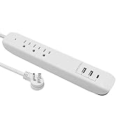 Power Strip Surge Protector Flat Plug with USB C, 3 Outlets , 2 USB Ports (5V/2.4A) & 1 USB C Por...