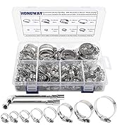 Hose Clamp, HongWay 78 Pack Stainless Steel Assortment Adjustable Range 1/4-2in(6-51mm), 304 Stai...
