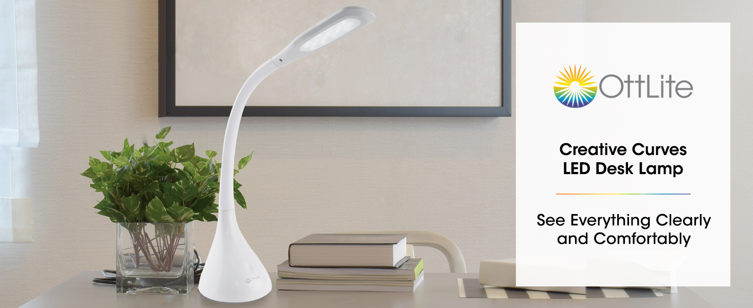 Creative Curves LED Desk Lamp Flexible Neck Brightness Levels Touch Sensitive Switch Table Light