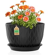 WSMKSZ 12 Inch Large Plant Pots for Indoor or Outdoor Plants, Wide Water Ripples Flower Pots with...