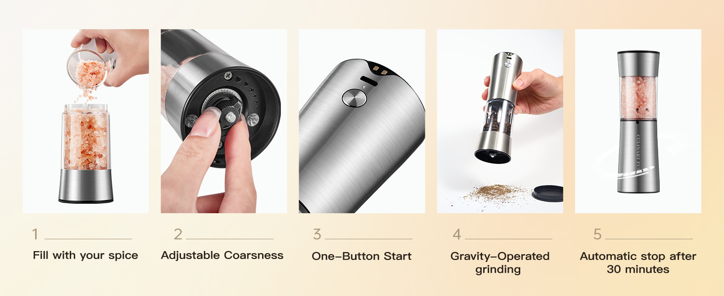 gravity electric salt and pepper grinder set