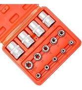 MIXPOWER 14-Pieces Female E-TORX Star Socket Set with Case, 1/4" 3/8" 1/2" Drive,Female External ...