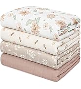 GLLQUEN BABY Muslin Swaddle Blankets 4-Pack Breathable Receiving Blankets (35" x 40") Soft Baby B...