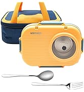 3 Compartments Bento Lunch box with Soup Bowl, Insulated Lunch Bag and Portable Utensils, Stainle...