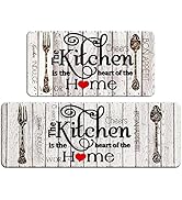 FRESHMINT Farmhouse Kitchen Mats Sets 2 Piece Cushioned Anti-Fatigue Comfort Mat for Home & Offic...