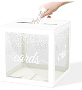 White Pot Clear Cards Box - For Birthday, Wedding, Bridal or Baby Shower, Graduation, Anniversari...