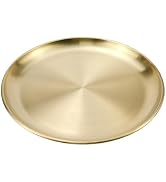 Antrader Round Gold Tray,Stainless Steel Tray for Jewelry Bar Dish Key,1Pcs | Gold Decorative Tra...
