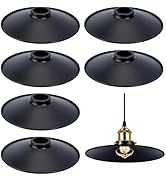 TWINKLEMON 6PCS Black Metal Lamp Shade E26/E27 Industrial Pendant Light Shade Vintage Chandelier ...
