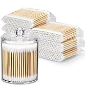 700 Count Cotton Swabs with 1 Dispenser Holder - Bamboo Sticks Cotton Swabs for Ears - Double Rou...