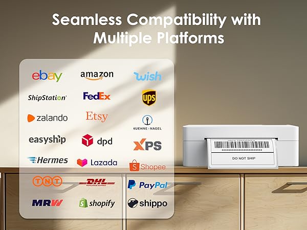 Bluetooth Thermal Shipping Label Printer, 4x6 Wireless Thermal Address Label