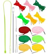 FIVEIZERO 16pcs Drawstring Cord Kit-12pcs Hoodie Strings (Flat & Round,6 Eye-catching Colors) wit...
