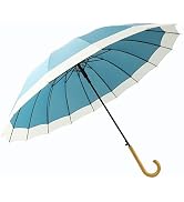 ThreeH Big Beatiful Umbrella with Arc Classic Wood Handle 16 Ribs 48" Windproof Sturdy Stick Rain...