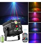 DJ Disco Stage Party Lights - Battery Powered Laser Light - Sound Activated Strobe Projector for ...
