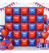 Red and Blue Square Foil Balloons Wall, Double Sided Chrome Deep Blue Red Balloons Tunnel Arch Ki...