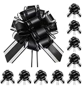 TIMESEEK 10-Pack Jet Black Pull Bows for Gift Wrapping - 6 Inch Reusable Ribbon Bows, Large Insta...