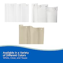 Kenney_Lightweight PEVA Shwr Liner_Available Colors