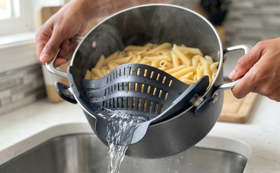 Clip, Drain & Serve Easily