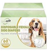IMMCUTE Disposable Dog Diapers Female, 60 Count, Super Absorbent Dog Period Diapers Female Adjust...