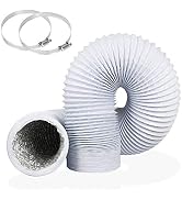 4Inch 10FT Long Flexible Aluminum Air Ducting, Heavy-Duty White 4 Layer Dryer Vent Hose, Dryer Du...