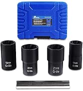Twist Socket Set, Lug Nut Remover, Metric Bolt Stud Lug Nut Extractor Tool Kit With Center Punch ...