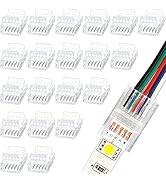 Flutesan 20 Pcs 5 Pin 12 mm LED Strip Connector RGB Lights Waterproof Adapter 22 Awg Wires Connec...