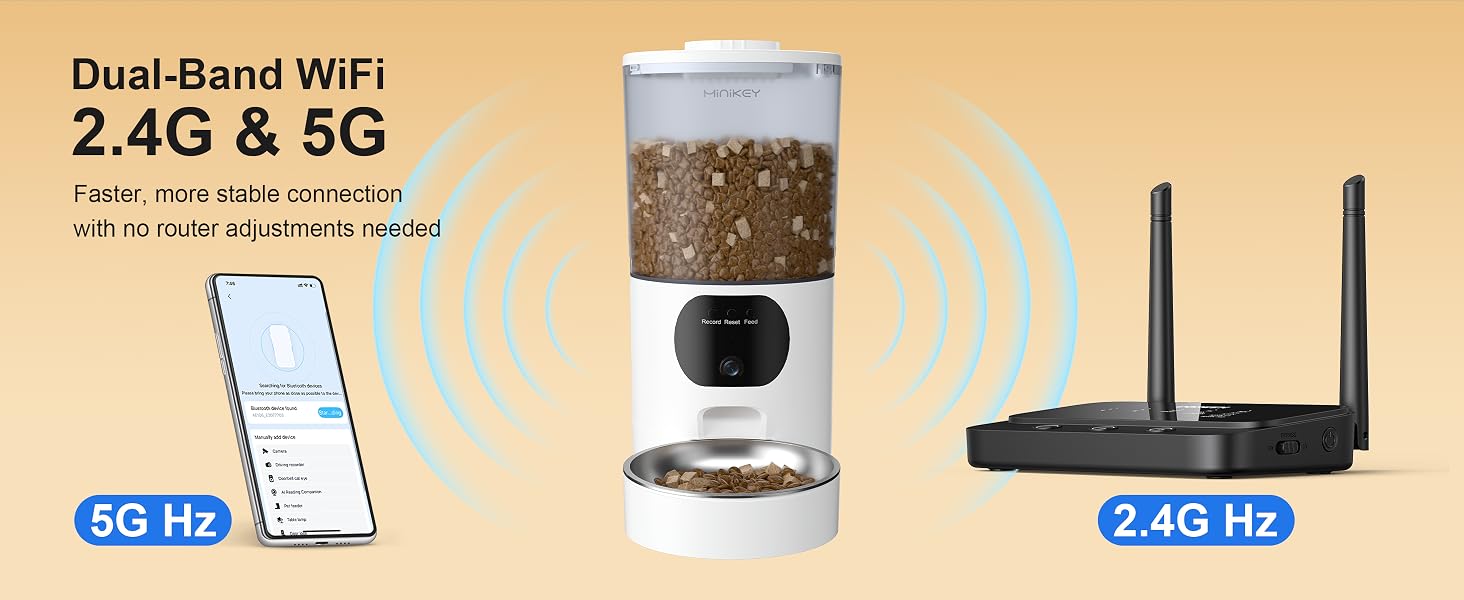 Automatic Cat Feeder with 2K Camera 5G/2.4G WiFi 6.5L Smart Pet Feeder for Cat & Small Dog