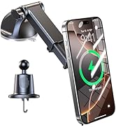 AREDAN New 2025 Vacuum Magnetic Phone Suction Holder, Wireless Charger for MagSafe Car Mount & Da...
