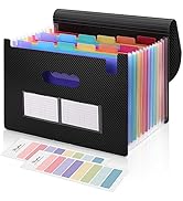 SKYDUE Accordion File Organizer, 13 Pockets File Folders, Letter Size Expanding File Folder with ...