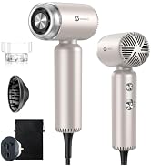 slopehill Dual Voltage Travel Hair Dryer with Diffuser, Ionic, 1500W, Gold | Lightweight & Portab...